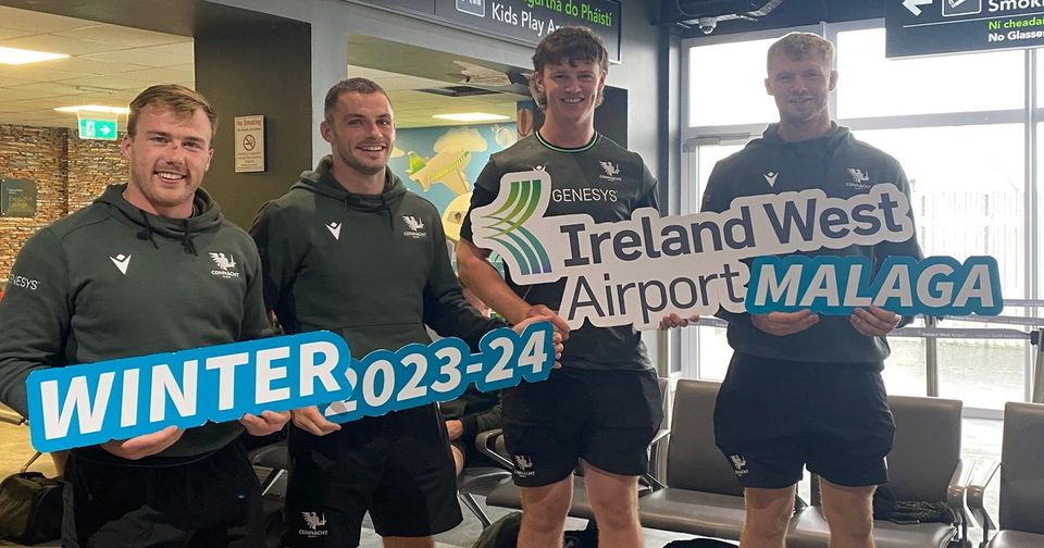 Members of the Connacht rugby squad at Ireland West Airport 