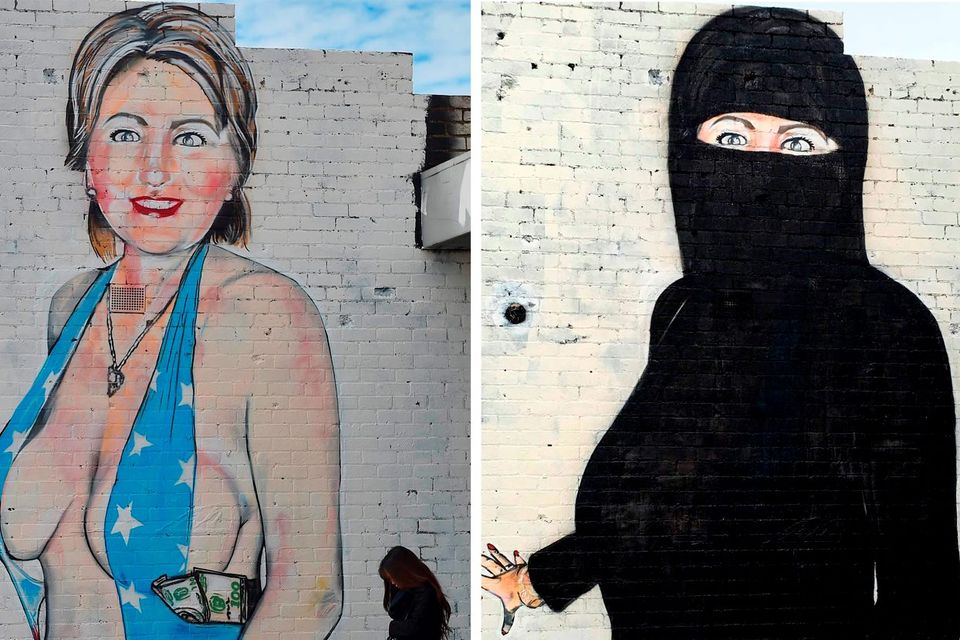 Street artist who painted sexist mural of Hillary Clinton in