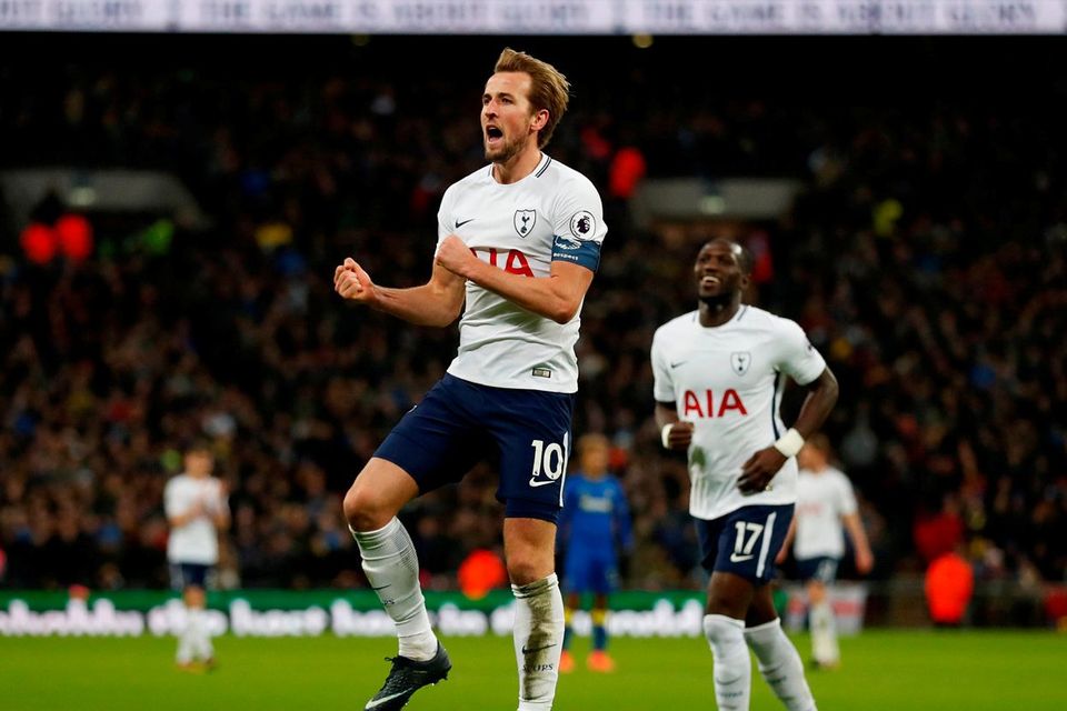 Tottenham's Harry Kane celebrates scoring their second goal