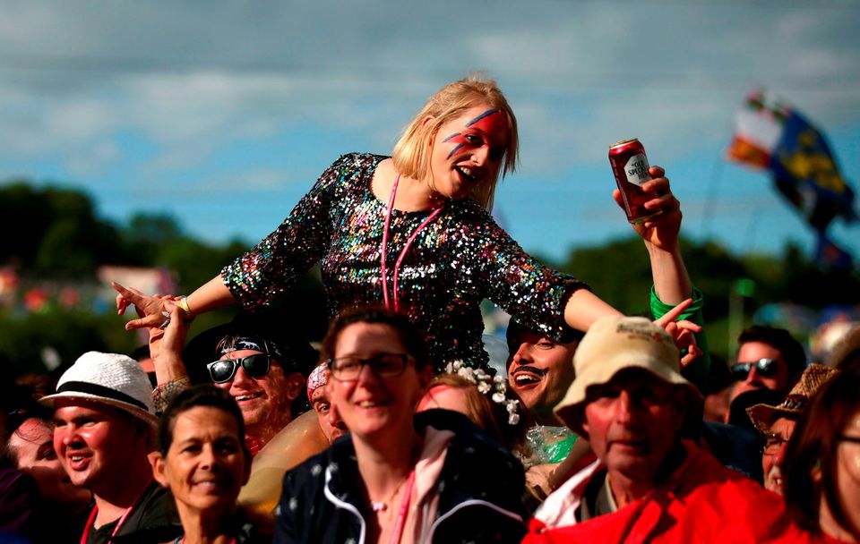 Fans in the crowd enjoying ZZ Top on the Pyramid Stage at the Glastonbury Festival, at Worthy Farm in Somerset Credit: Yui Mok/PA Wire