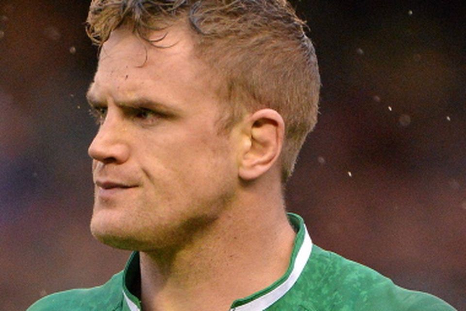 24 February 2013; A dejected Ireland captain Jamie Heaslip leaves the pitch after defeat by Scotland. RBS Six Nations Rugby Championship, Scotland v Ireland, Murrayfield Stadium, Edinburgh, Scotland. Picture credit: Brendan Moran / SPORTSFILE