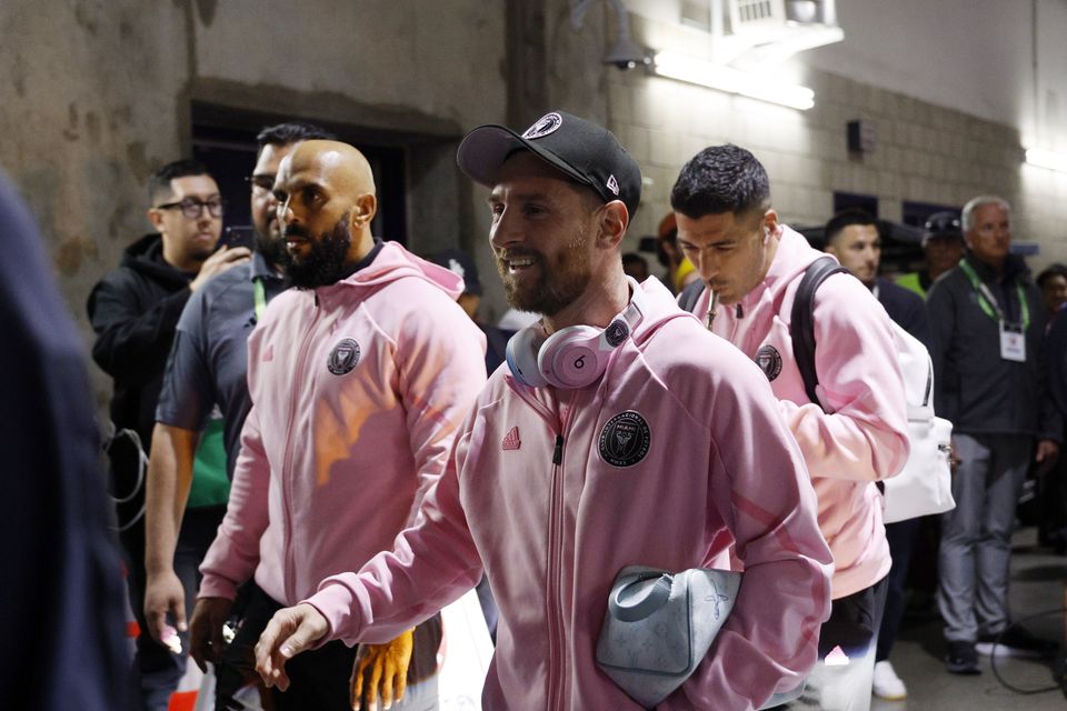 Star Lionel Messi arrives for the match. Photo: Getty Images