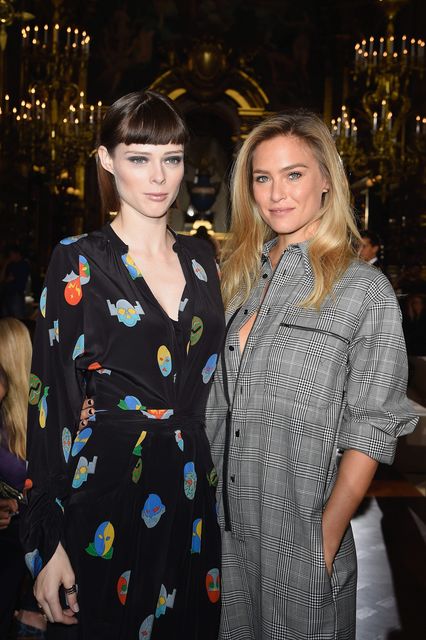 (L-R) Coco Rocha and Bar Refaeli attend the Stella McCartney show as part of the Paris Fashion Week Womenswear Spring/Summer 2015