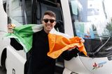 thumbnail: Ireland's Ryan O'Shaughnessy pictured departing his hotel on the way to the Altice Arena in Lisbon for the final of the Eurovision Song Contest 2018. Picture: Andres Poveda