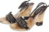 thumbnail: Fendi black and brown wooden block heel sandals in size 40. Cost new: €500. Beloved price: €165