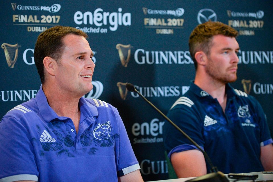 Then Munster director of rugby Rassie Erasmus with Peter O’Mahony in 2017. Photo: Sportsfile