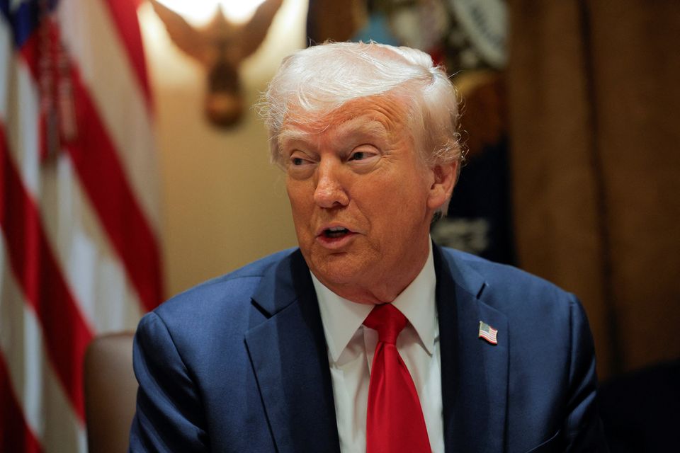 US president Donald Trump hosts a cabinet meeting in Washington, where he promised new tariffs. Photo: Reuters