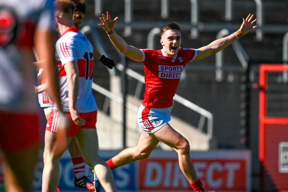 Tommy Walsh of Cork celebrates a goal scored in the last minute