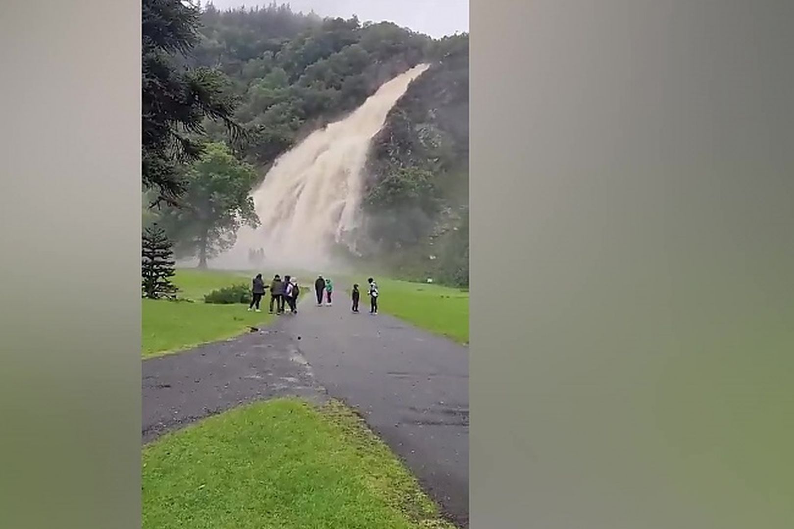 Extraordinary flow at Powerscourt waterfall following Storm Antoni ...