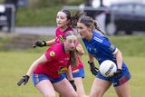 thumbnail: Coláiste Bhríde's Ciara Wafer eyes up a attack against St. Mary's. 