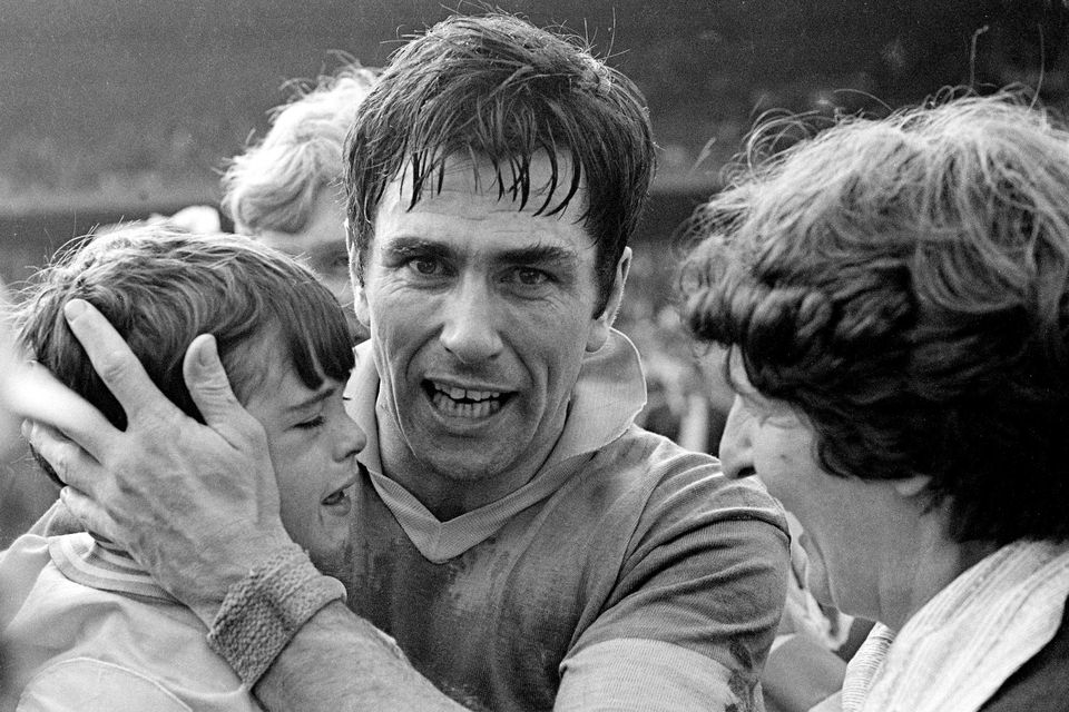 Roscommon's Dermot Earley celebrates with his son David after victory over Armagh in the 1980 All-Ireland Football semi-final. It is the county's last championship win in Croke Park. Photo: Sportsfile