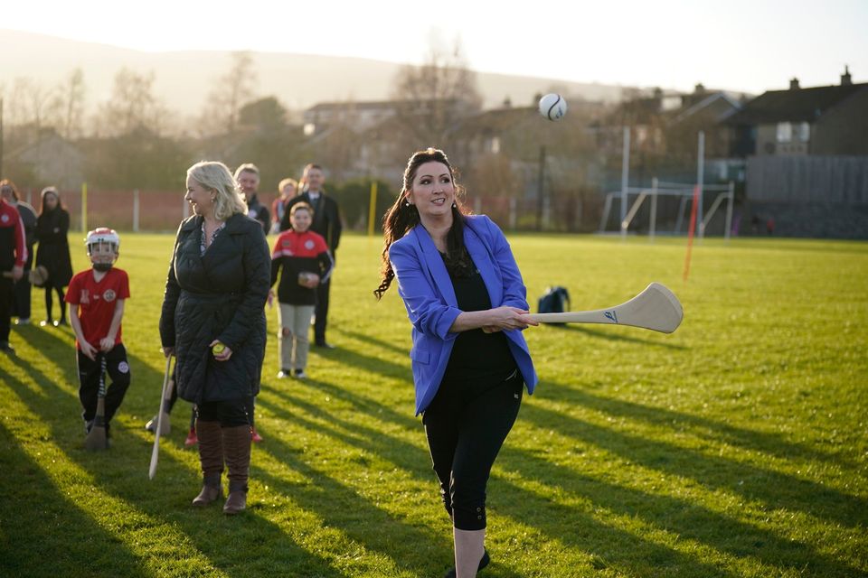 Deputy First Minister Emma Little-Pengelly, during a visit to St. Paul's GAA club in west Belfast. Picture date: Wednesday March 6, 2024. PA Photo. See PA story ULSTER GAA. Photo credit should read: Niall Carson/PA Wire 