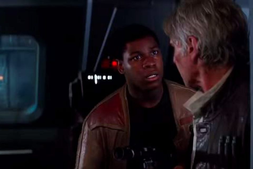 John Boyega and Harrison Ford in Star Wars: The Force Awakens second TV spot