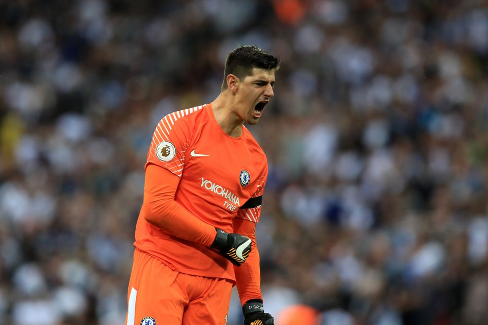 Chelsea goalkeeper Thibaut Courtois was a happy man at Wembley