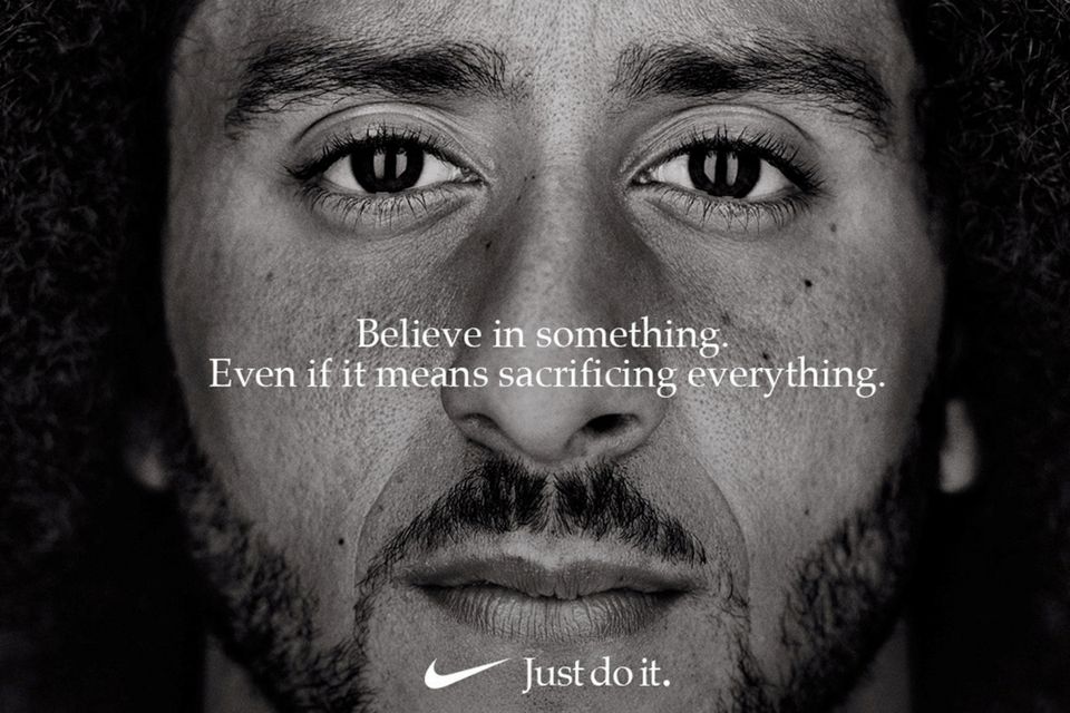 Former San Francisco quarterback Colin Kaepernick appears as a face of Nike in an advertisement (REUTERS)