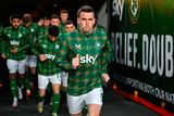 thumbnail: Republic of Ireland captain Séamus Coleman leads his side out for the warm-up against Switzerland at the Aviva Stadium on Tuesday. Photo: Stephen McCarthy/Sportsfile