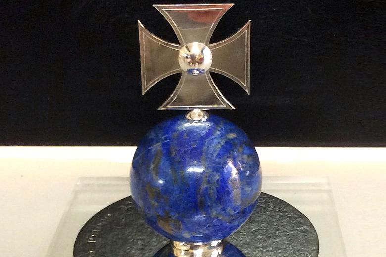 The lapiz lazuli orb gifted to Prince George from Pope Francis. Photo: PA
