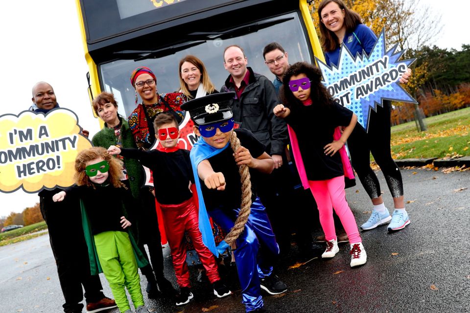 Annalise Murphy (right) with Cooking for Freedom’s Mavis Ramazani (back row, third from left) and other Dublin Bus community spirit award winners