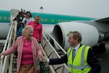 thumbnail: 09/08/2015 An Taoiseach Enda Kenny welcoming passengers on the Aer Lingus flight carrying pilgrims from New York to Knock Shrine landing in Ireland West Airort Knock. Photo : Keith Heneghan / Phocus