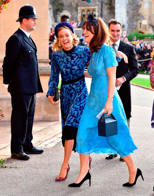 Cressida Bonas (left) arrives for the wedding of Princess Eugenie to Jack Brooksbank at St George's Chapel in Windsor Castle