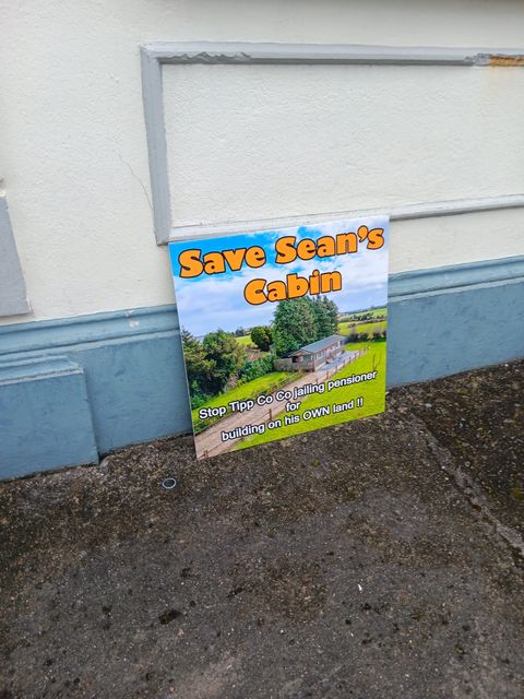 One of the signs on display outside Cashel District Court