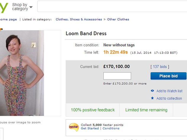 What would you bid on  for a dress made of loom bands?, Fashion
