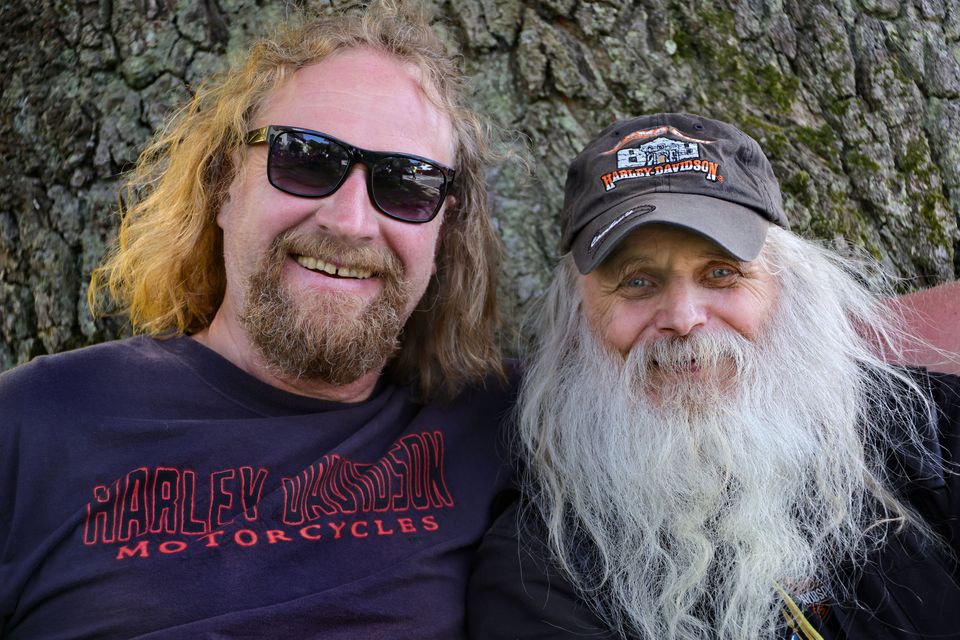 Virgis Kraptavicious, left and Biker fanatic Liam, at  Ireland BikeFest. Photo: Valerie O'Sullivan.