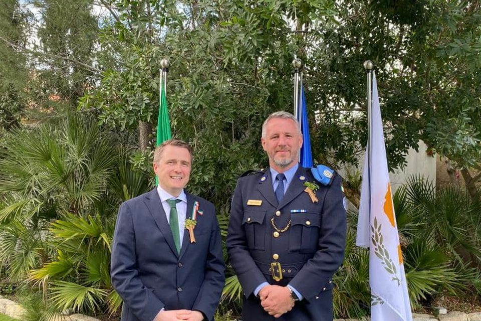 Minister Browne with Garda Waters from New Ross who is on peacekeeping duty in Cyprus.