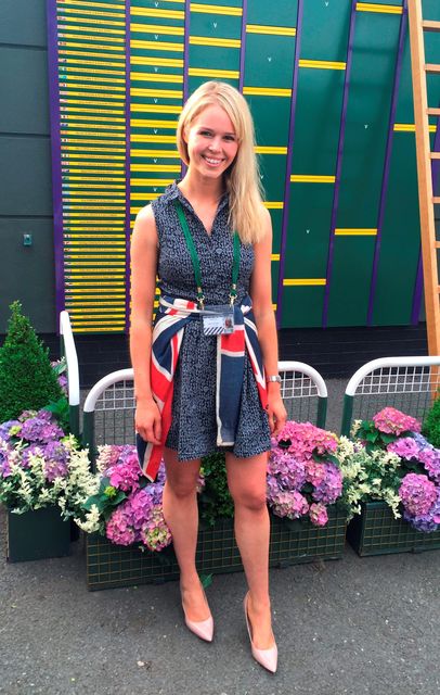 Jennifer Bate, at Wimbledon in London, after her boyfriend Marcus Willis, won his first round match