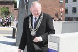 thumbnail: Conor Keenan, Chairman of Louth Co. Co. unveils a plaque at the official opening on Monday. 