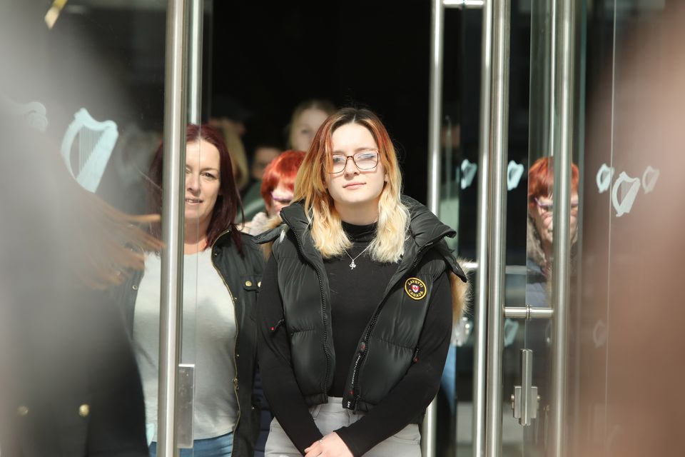 Chloe Mullane speaks to the media after her dad Cyril Mullane was jailed.(Pic Collins Courts)