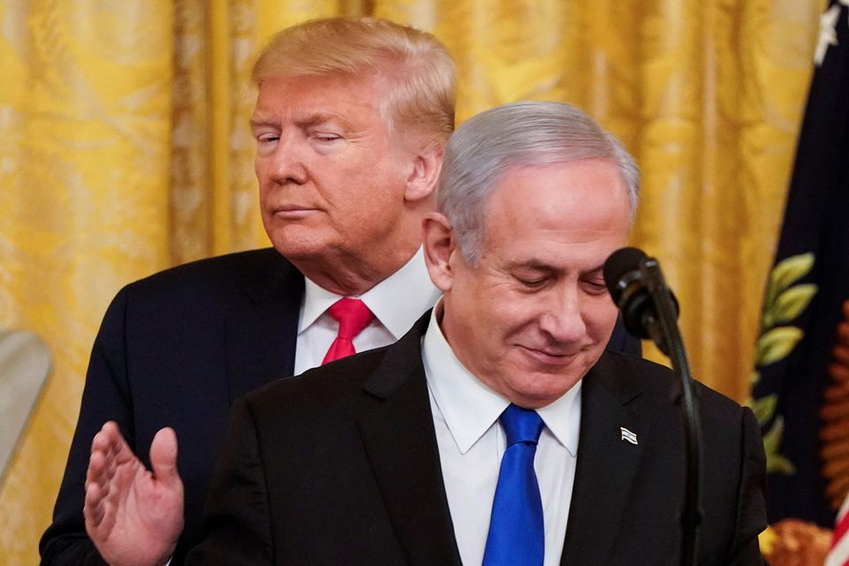 US President Donald Trump with Israel's Prime Minister Benjamin Netanyahu as they deliver joint remarks to discuss a Middle East peace plan proposal in the White House in Washington, US (Photo: Joshua Roberts/Reuters)