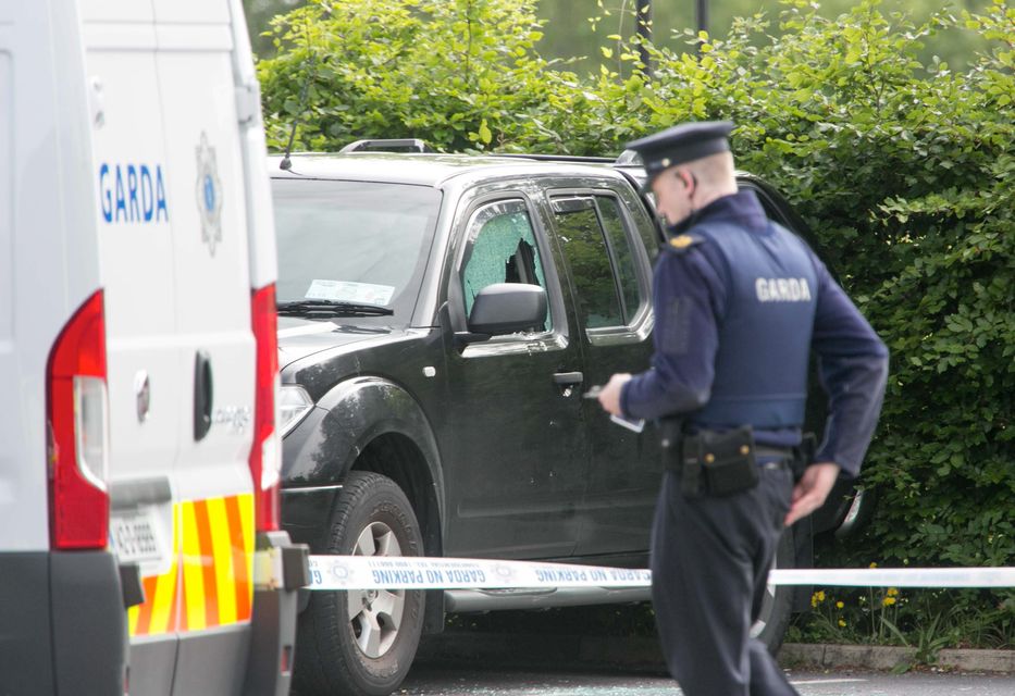 The Nissan Navara in the carpark of University of Limerick where Christy Keane was shot yesterday morning