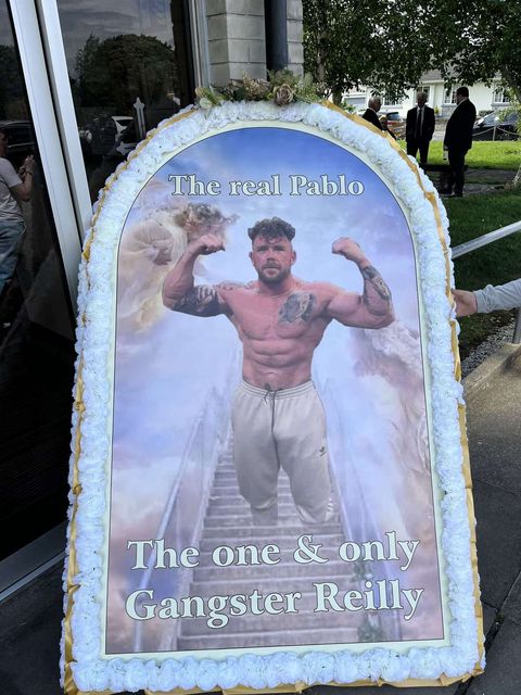 One of the tributes at Stephen O'Reilly's funeral.