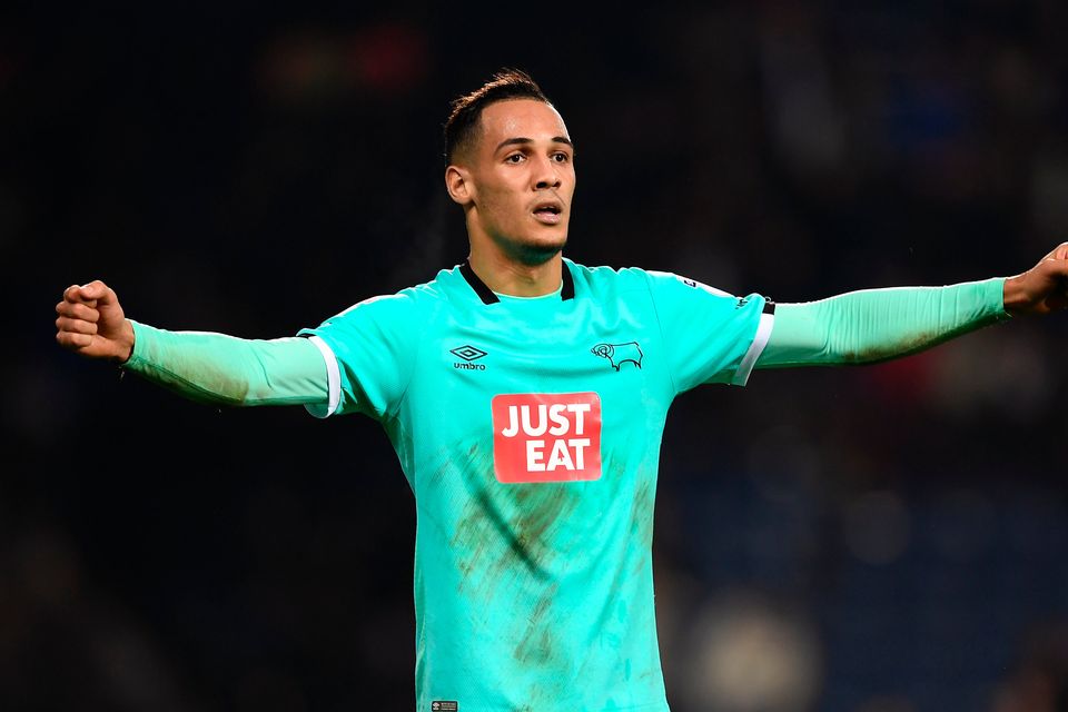 Thomas Ince of Derby County celebrates after the full time whistle (Photo by Shaun Botterill/Getty Images)