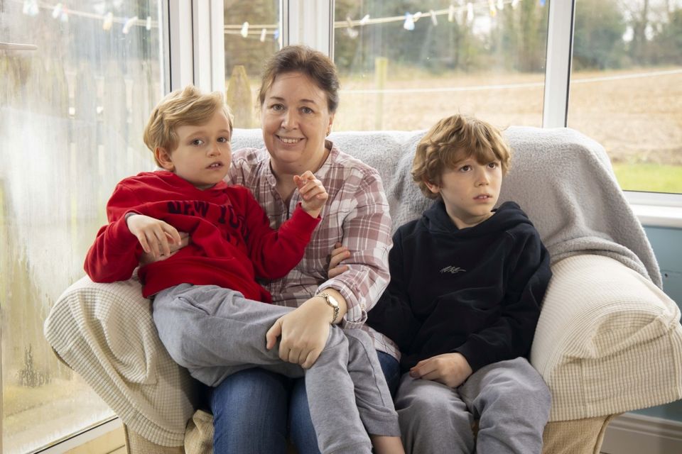 Teresa Buckley with her sons Cormac (8) and Pierce (11) at home in Clonroche,
Co Wexford. Photo: Patrick Browne
