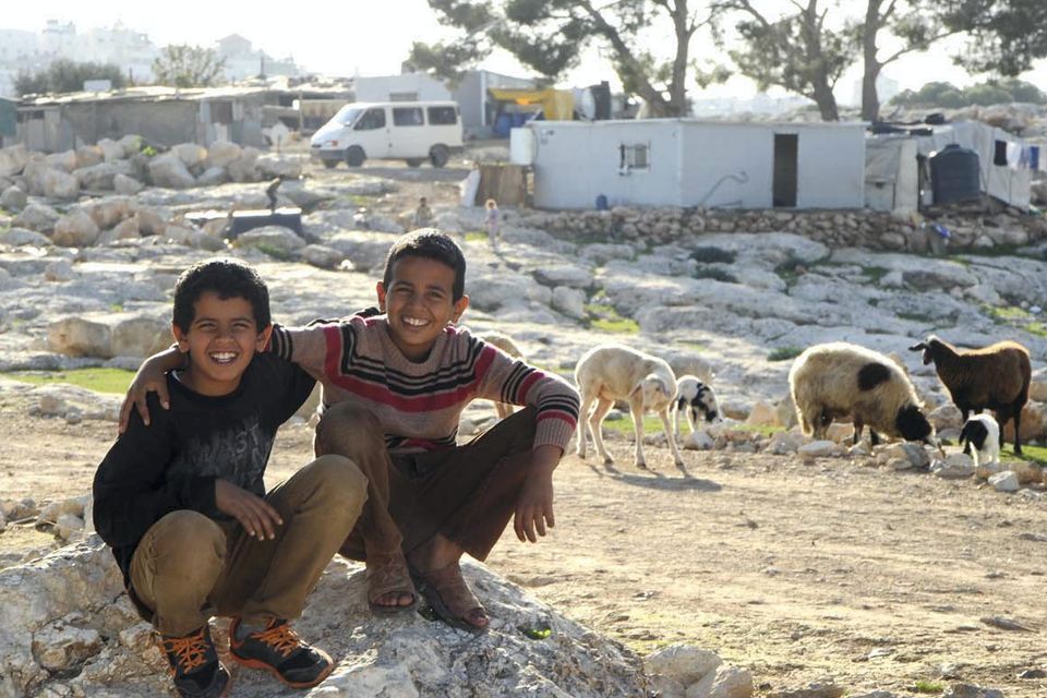 Mazara brothers near their home in Jabal al Baba, West Bank. Pic: Jim Campbell