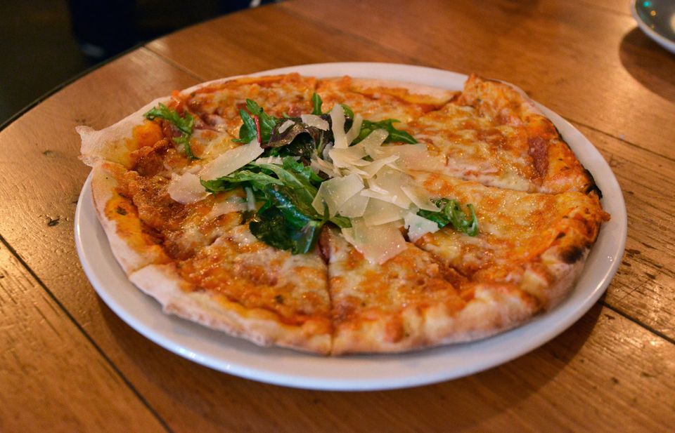 Pizza with Gubbeen salami and chorizo at the Firehouse, Delgany. Photo: Pól Ó Conghaile