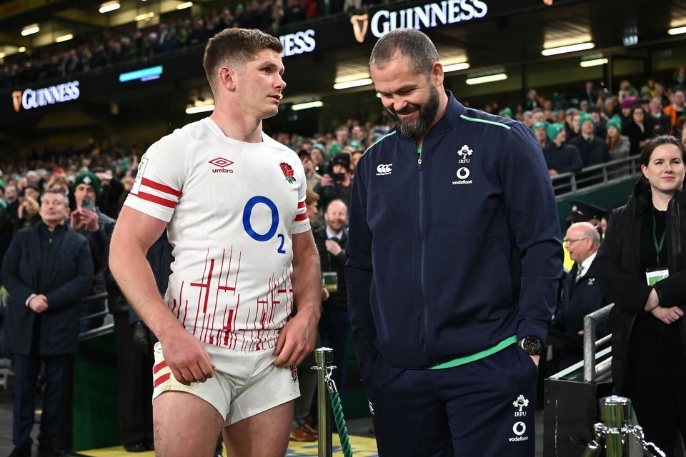 England captain Owen Farrell with Ireland coach and dad Andy. Photo: Getty Images
