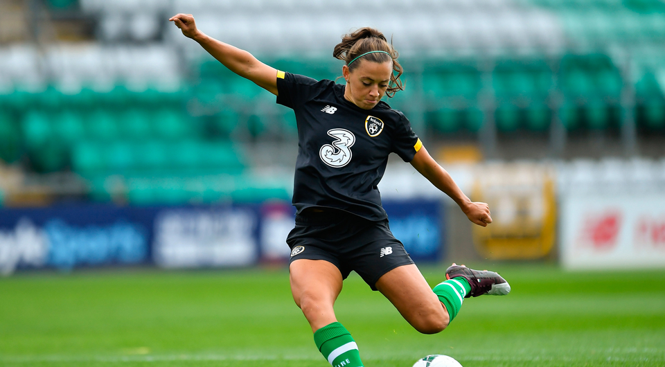 Katie McCabe is pictured during an Ireland training session at Tallaght Stadium. Photo by Piaras Ó Mídheach/Sportsfile