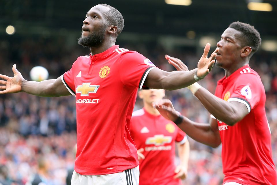 Romelu Lukaku (left) scored twice, but Jose Mourinho praised the Manchester United striker's all-round contribution