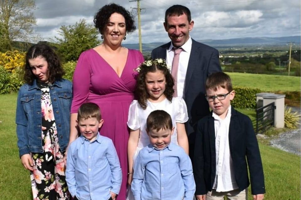 Carol O'Connor with her husband Liam and their five children: Ellie-Mai (11), twins Mikie and Paddy (4), Molly (9) and Liam-Óg (7)