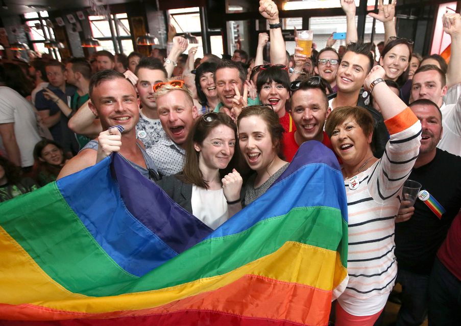 Celebrations inside Pantibar after a Yes Vote in Dublin