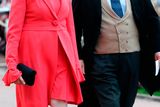 thumbnail: Emma Joy Kitchener and Julian Fellowes arrive at the grounds of Windsor Castle during the wedding of Princess Eugenie to Jack Brooksbank at St George's Chapel in Windsor Castle