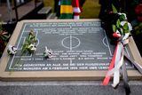 thumbnail: Flowers lie on a memorial during a commemoration ceremony on the Manchester place at the Munich Riem airport, southern Germany, Tuesday, Feb. 6, 2018. Sixty years ago on Feb. 6, 1958 a plane with professional players of the Manchester United soccer club on board crashed in Munich with 21 survivors and 23 fatalities. (Matthias Balk/dpa via AP)
