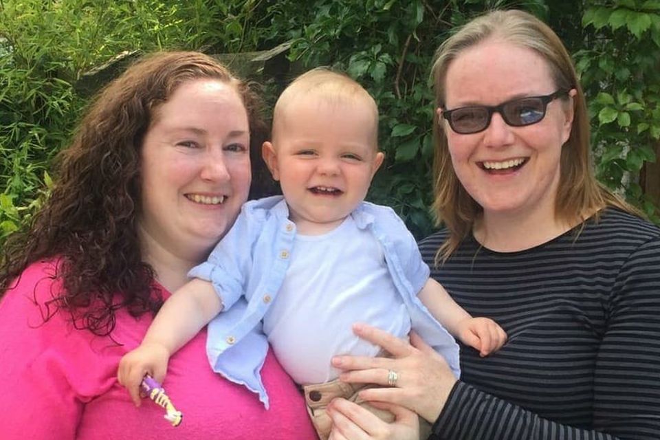 Happy family: Ailbhe and AnneMarie with their son Finn