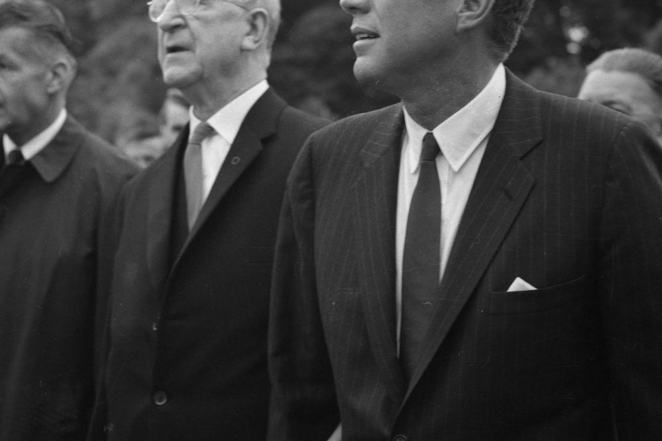 President Eamon De Valera with .President John F.Kennedy during his visit to Ireland  in June 1963 *** Local Caption *** indo pic
Scanned from the NPA archives.