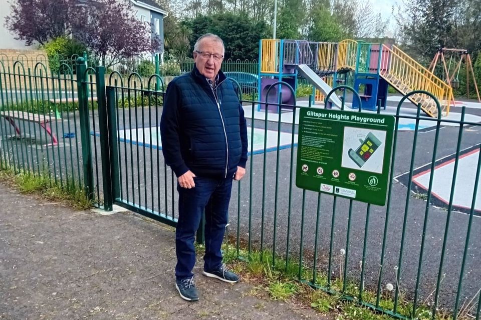 Cllr Mick Ryan at the Giltspur Heights playground. 