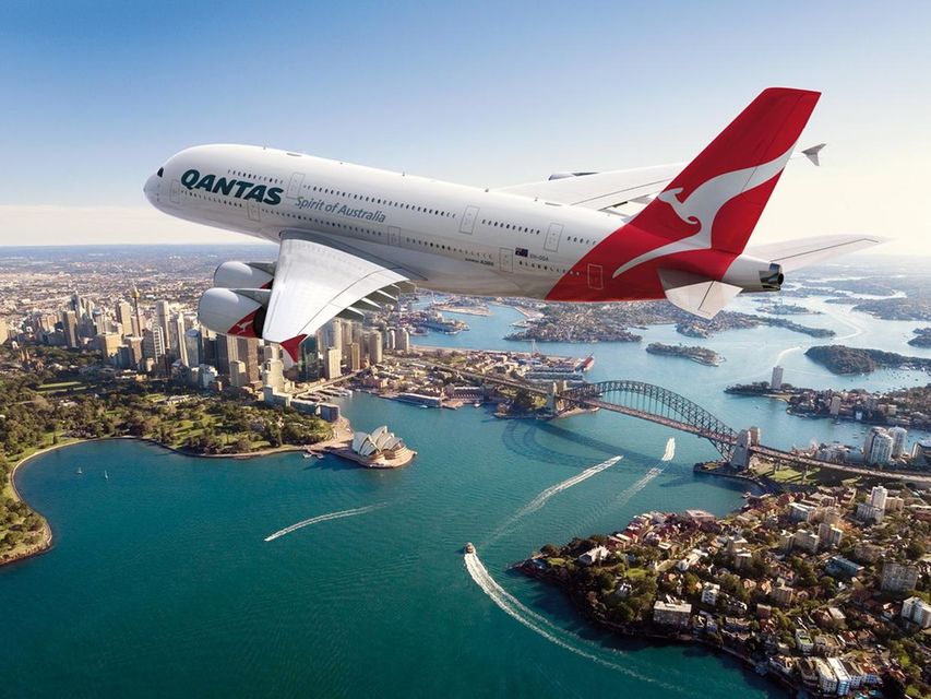 A Qantas A380 over Sydney