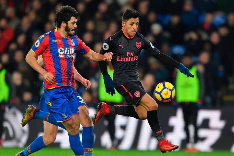 Concentration is the name of the game as Alexis Sanchez scores Arsenal’s third goal    Photo: Getty